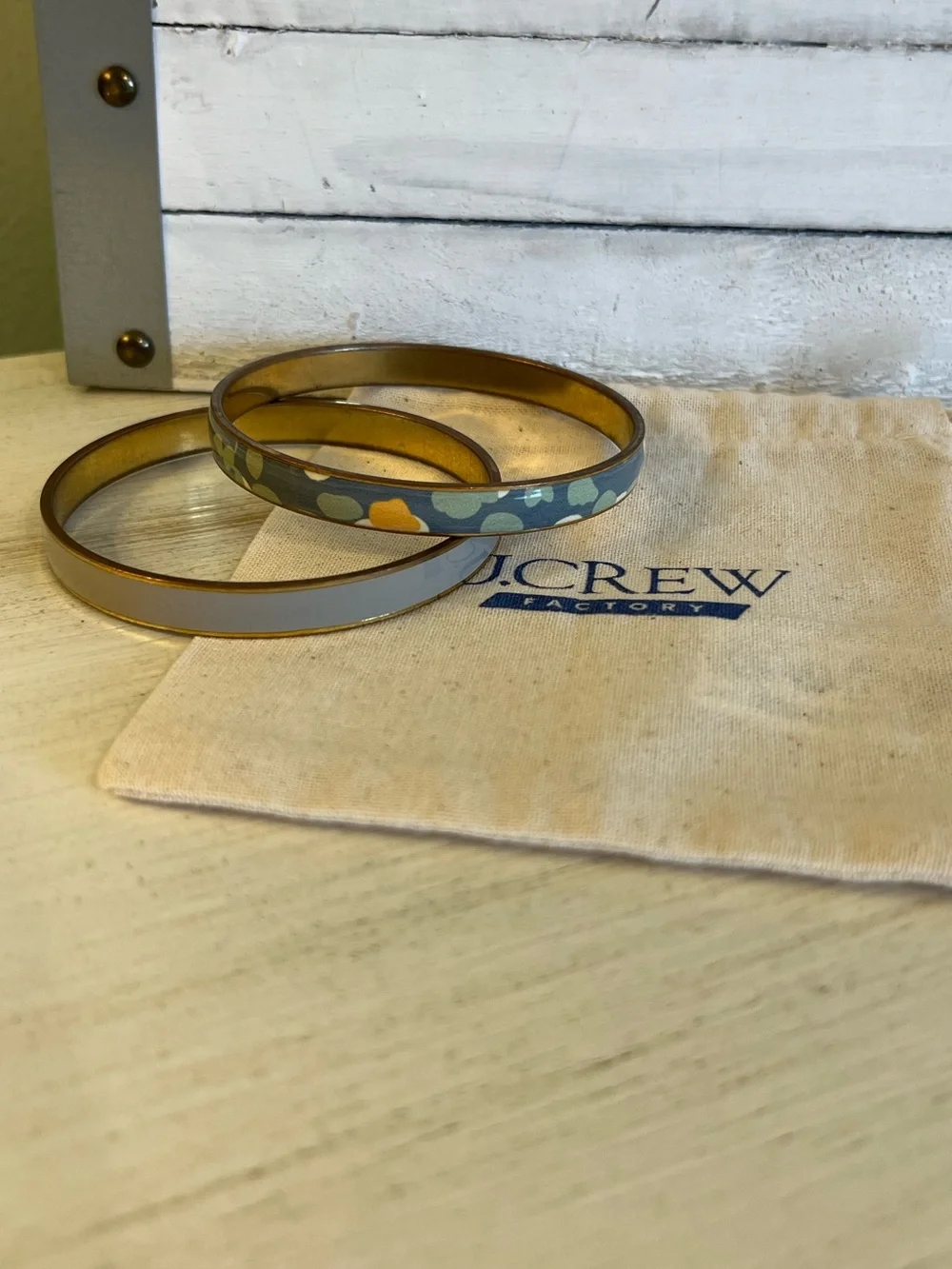 J Crew Gold-tone Enamel Bangle Bracelet Set